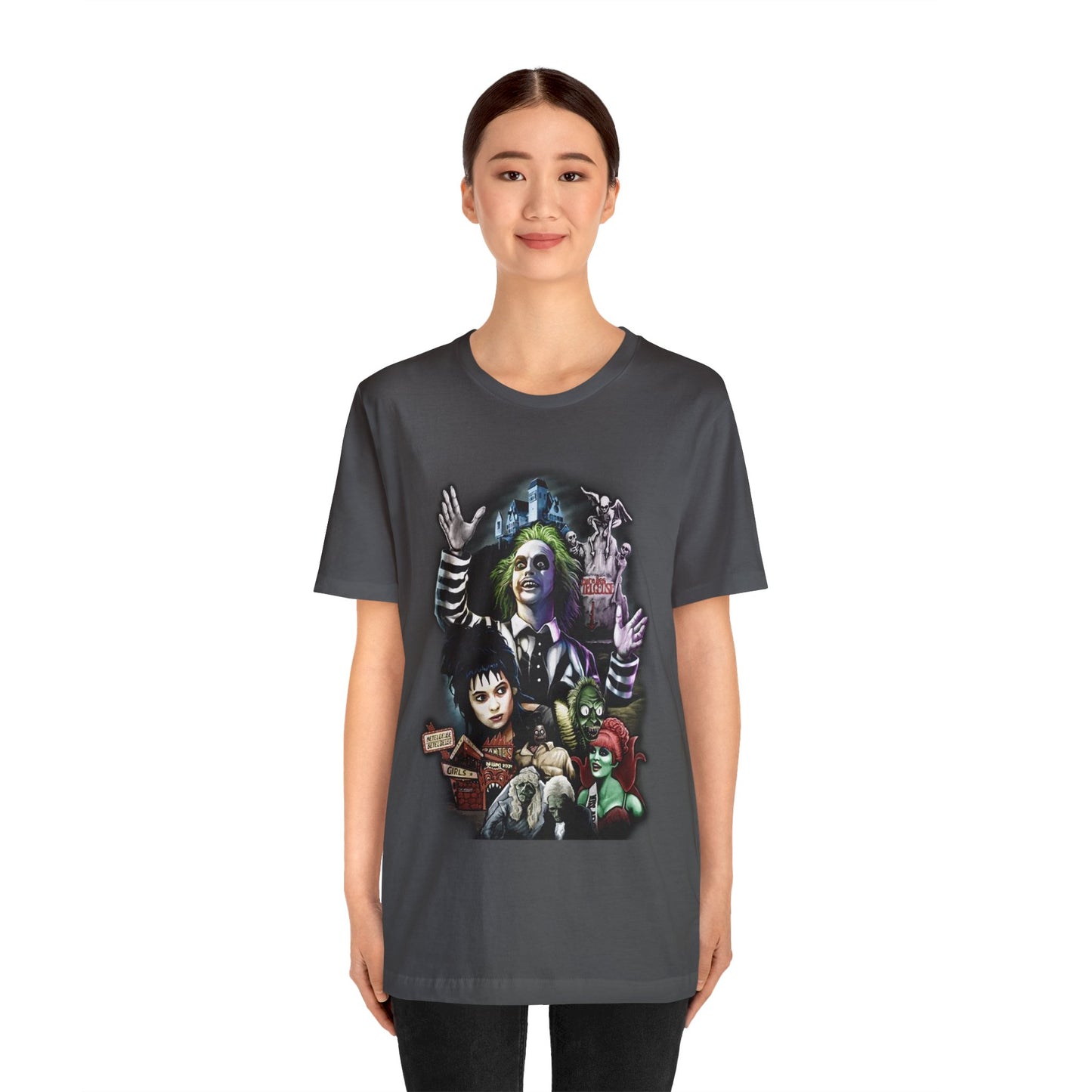 Halloween Beetlejuice Poster Art Short Sleeve T-Shirt - Retro Movie Fan Tee, Classic Tim Burton Film Graphic Shirt