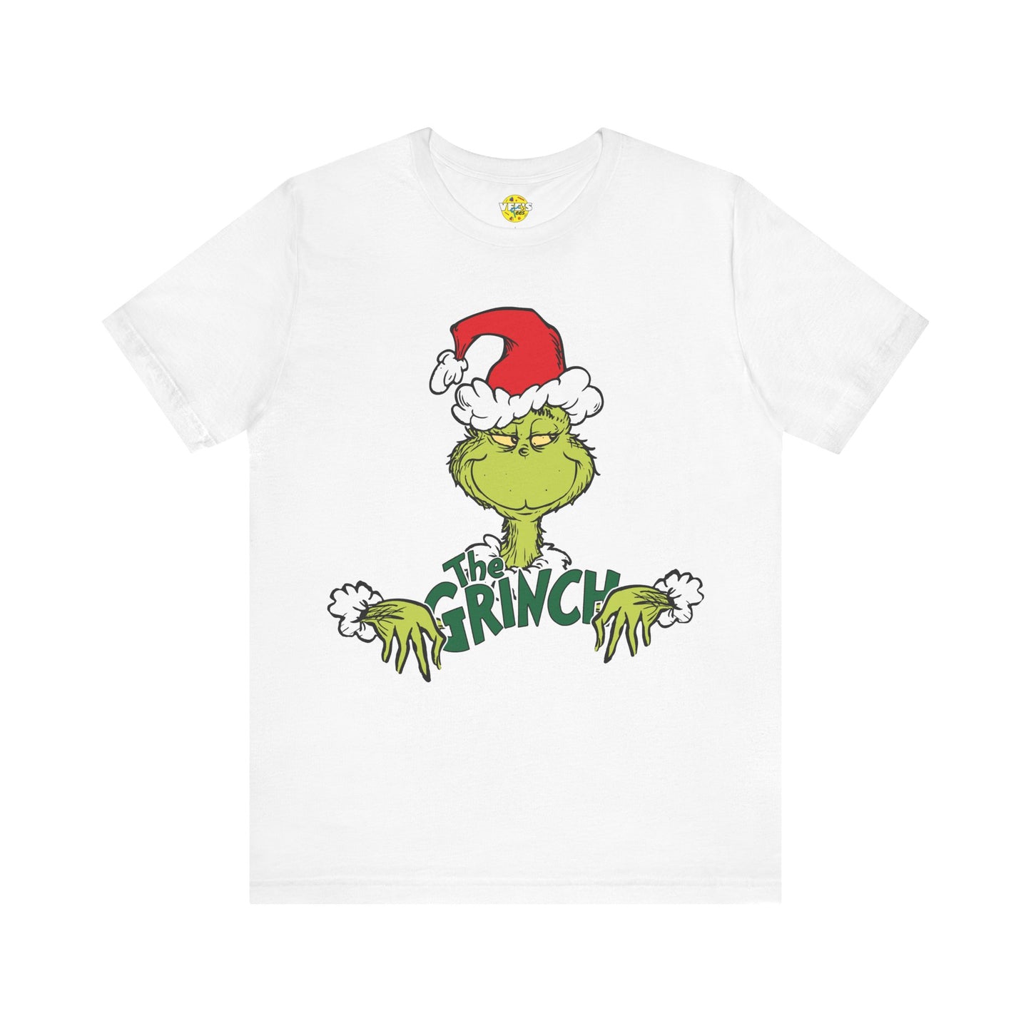 Festive Grinch Face Short Sleeve T-Shirt for a Whoville-Worthy Holiday Season