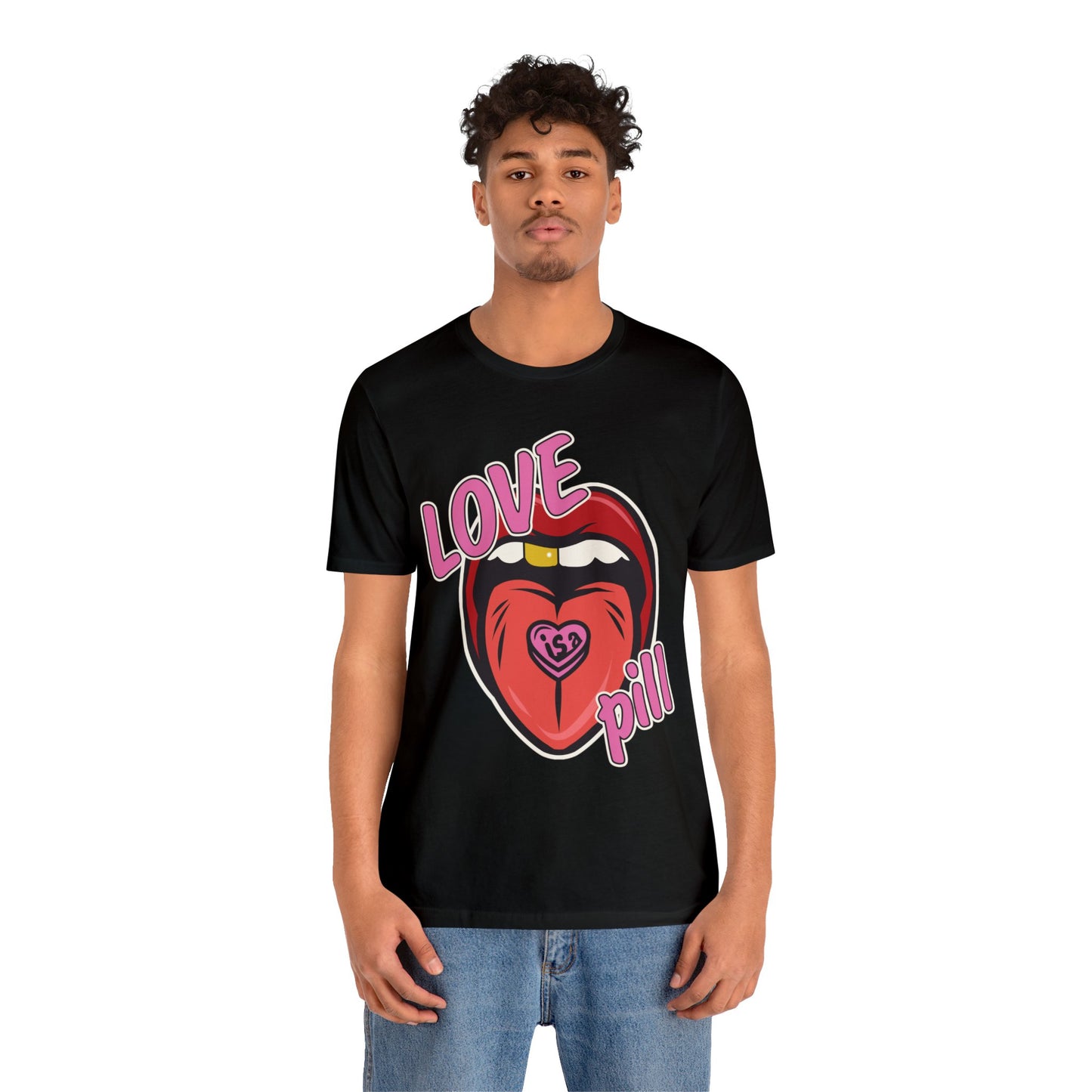 Love is a Pill Anti Valentines Shirt - Pop Art Valentines Day Shirt - Graphic Illustration Valentines tshirt - Tongue Graphic tshirt