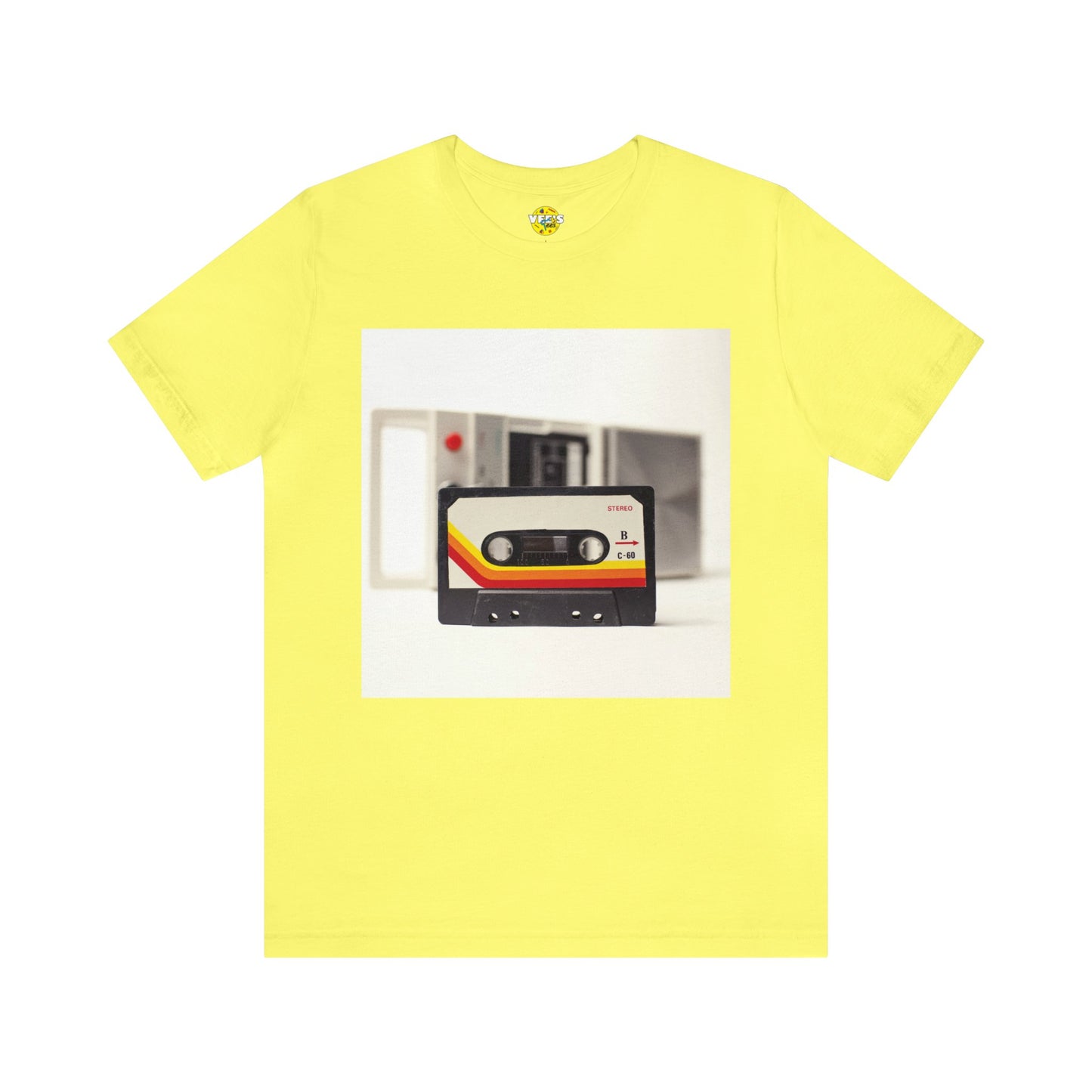 Retro Handheld Cassette Player & Tape Short Sleeve T-Shirt - Vintage Music Lover Tee, Nostalgic Graphic Shirt