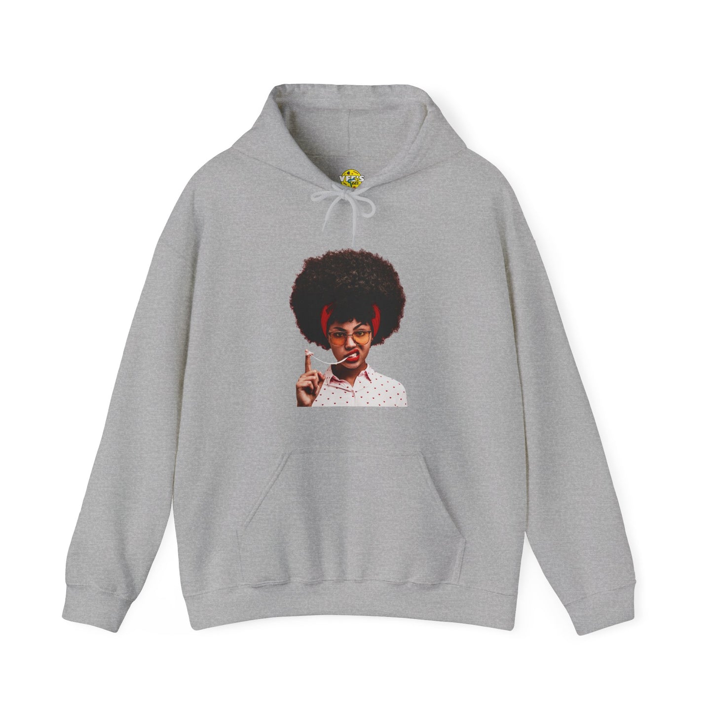 Cute Black Woman Afro Gum Hoodie, Unique Natural Hair Black Girl Magic Sweatshirt, Joyful African American Woman Playful Natural Hair Hoodie