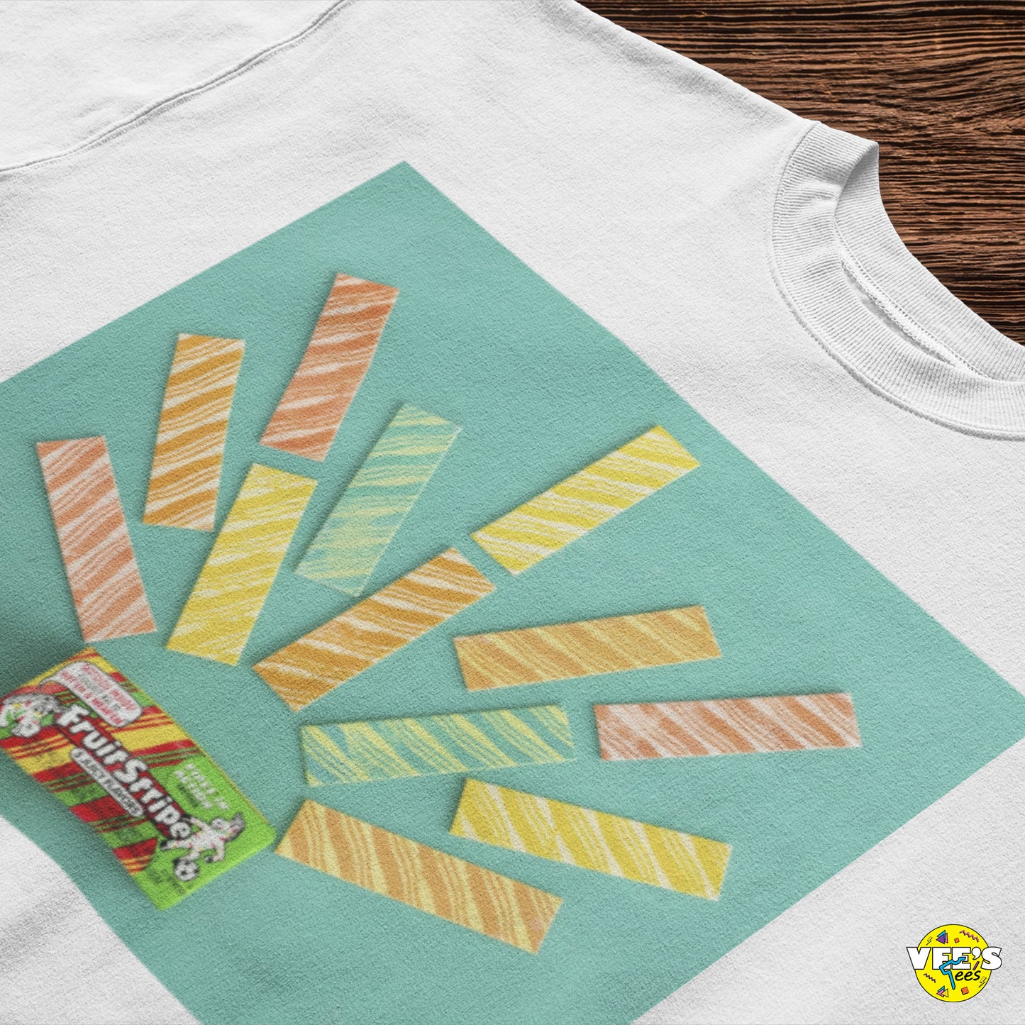 90s Nostalgia Fruit Stripe Gum Design Tshirt, Yikes the Zebra Retro Stripe Tee