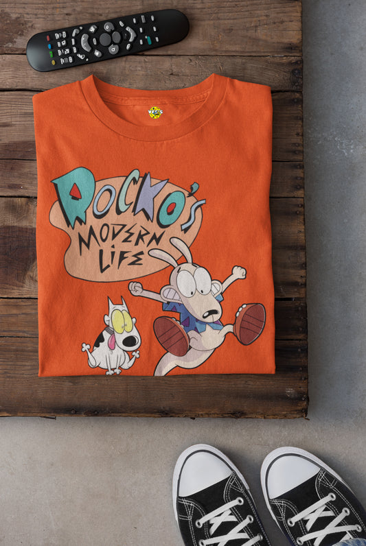 Rockos Modern Life Retro Short Sleeve T-Shirt - Cartoon Nostalgia Tee