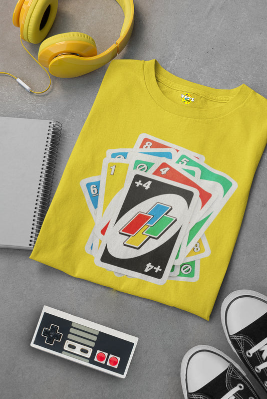 Uno Card Game TShirt - Fun Draw 4 Stack Design - Card Game Tee - Draw 4 TShirt