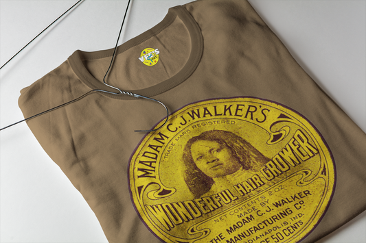 Madame CJ Walker Hair Grower Vintage Label TShirt, Black History Icon Tee, Vintage Female Entrepreneur Shirt, Historic Black Hair Care Shirt