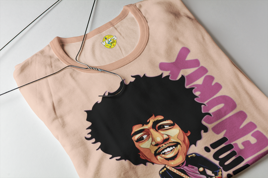 Jimi Hendrix Cartoon Portrait T-Shirt, Black History Icon Tee, Vintage Music Legend Shirt