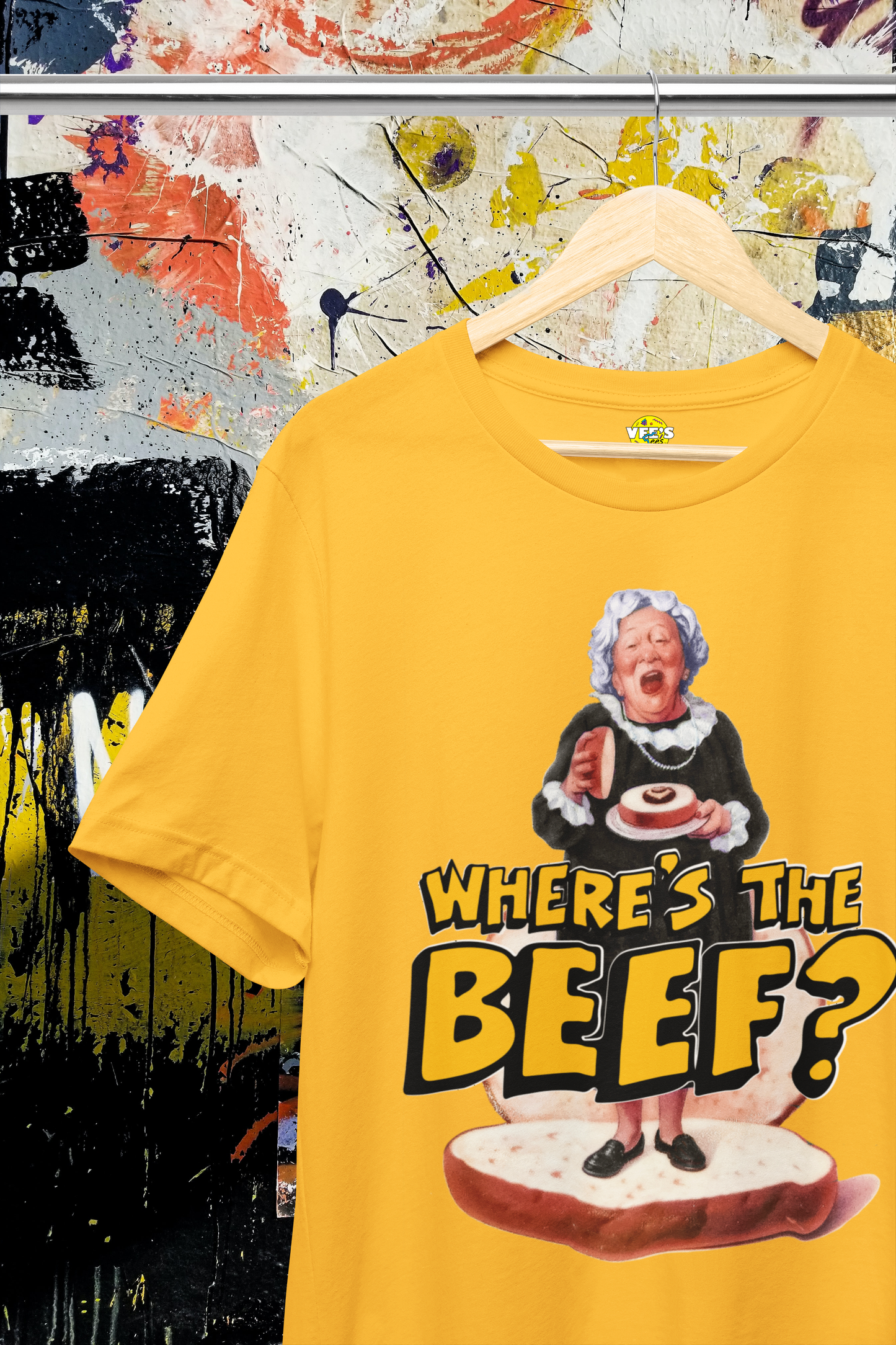 Little Old Lady - Where's the Beef? Nostalgic Design Fast Food Slogan TShirt