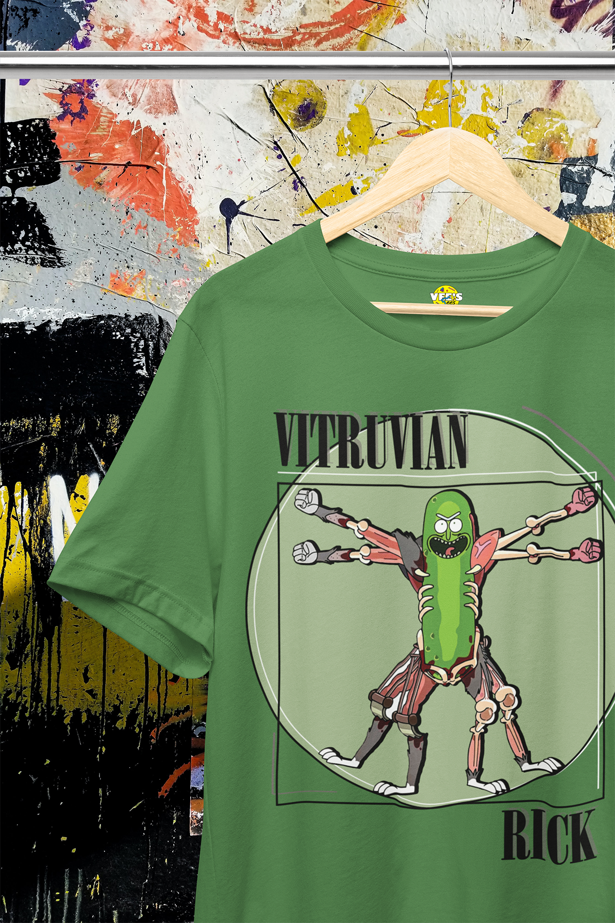 Pickle Rick Vitruvian Man Mashup Design TShirt