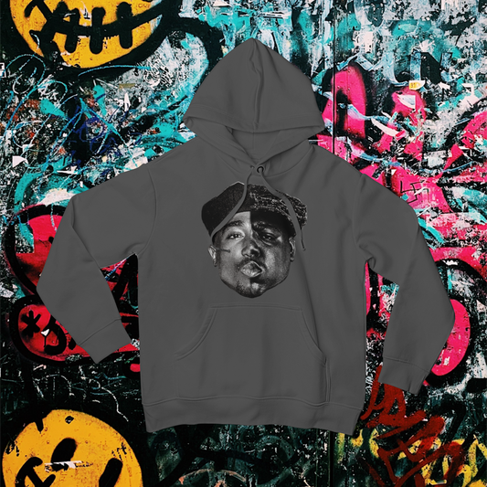 Tupac and Notorious BIG Half Faces Hoodie, 90s Style Iconic Classic Hip Hop Sweatshirt, Vintage Music Legends Tribute Hooded Sweatshirt