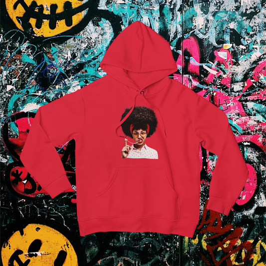 Cute Black Woman Afro Gum Hoodie, Unique Natural Hair Black Girl Magic Sweatshirt, Joyful African American Woman Playful Natural Hair Hoodie