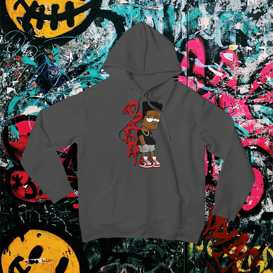 Black Bart Simpson Hoodie - Red, Urban Streetwear, Vintage Cartoon Sweatshirt, Hip Hop Inspired, 90s Nostalgia