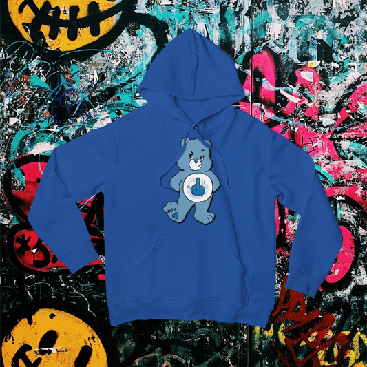 Grumpy Bear Middle Finger Hoodie - Adult Care Bears Hooded Sweatshirt