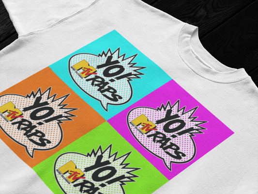 Yo! MTV Raps Pop Art Short Sleeve T-Shirt - Retro Hip-Hop Vibes for Music Lovers Tee