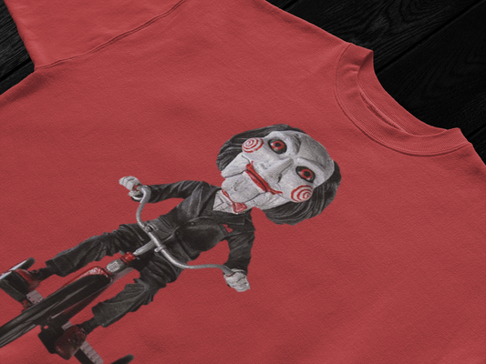 Halloween Billy from SAW Tricycle Short Sleeve T-Shirt - Horror Icon Tee, Classic Movie Graphic Shirt